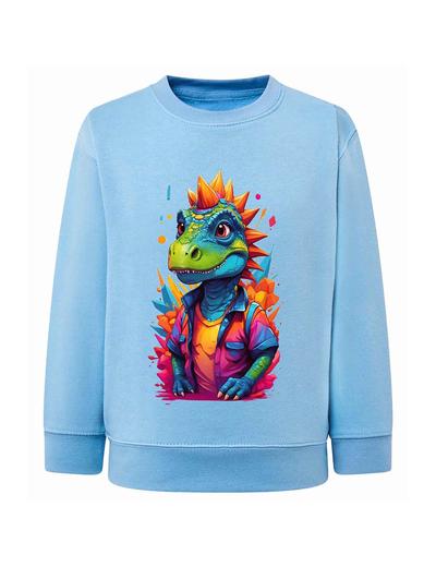 Dzianinowa bluza błękitna dla małego chłopca Dinozaur