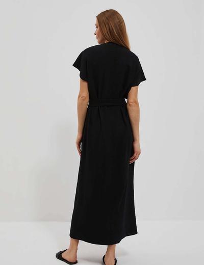 Czarna sukienka maxi z wiązaniem w talii