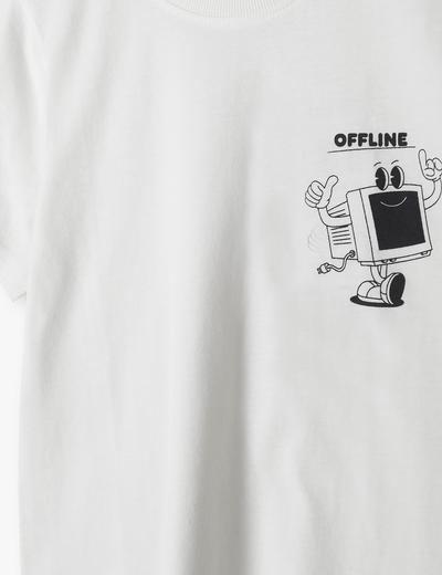 Biały t-shirt z nadrukiem - Offline - Lincoln&Sharks