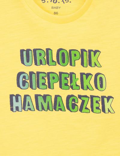 T-shirt dla niemowlaka żółty z polskimi napisami