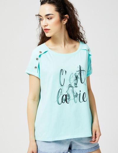 T-shirt damski bawełniany z napisem