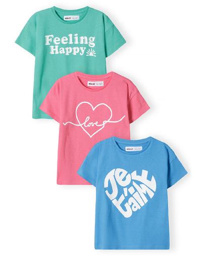 T-shirty bawełniane dla dziewczynki - kolorowe 3-pak