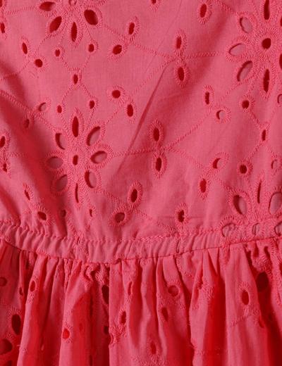 Letnia dziewczęca sukienka różowa z haftowanej tkaniny