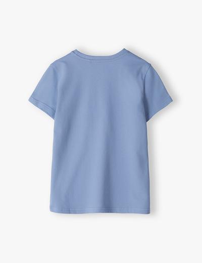 Niebieski t-shirt chłopięcy bawełniany z napisem- Sztos