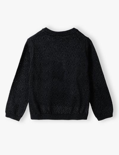 Czarny elegancki sweter dla dziewczynki zapinany na guziki