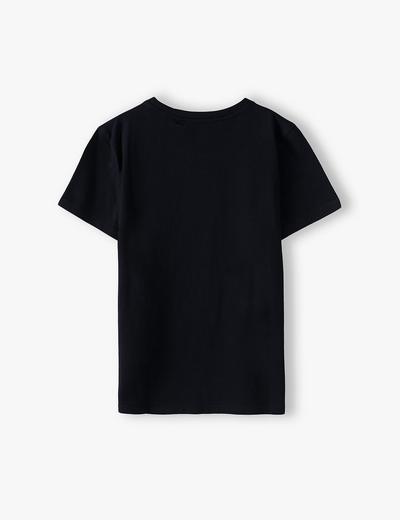 Bawełniany t-shirt chłopięcy w kolorze czarnym z napisem