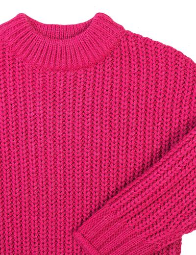 Niemowlęcy sweter nierozpinany z półgolfem - różowy