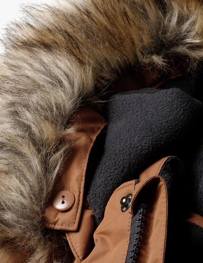 Zimowa kurtka dla chłopca - parka z kapturem - brązowa