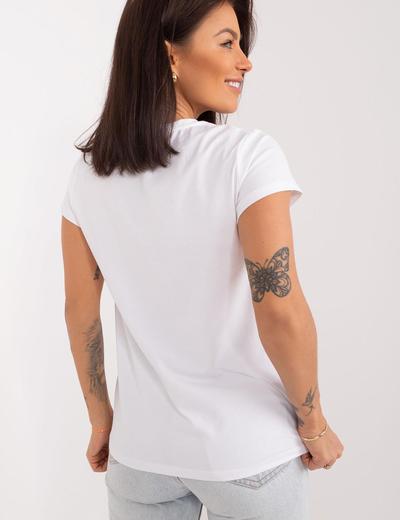 Casualowy T-Shirt Z Kwiatem biały