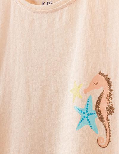 Bluzka dziewczęca z konikiem morskim - różowa