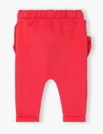 Spodnie niemowlęce dla dziewczynki z falbankami - czerwone