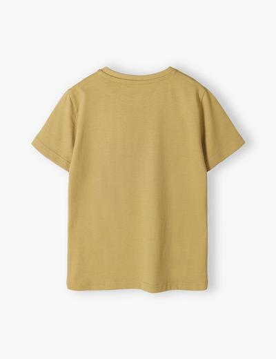 Bawełniany brązowy t-shirt z małym nadrukiem z przodu