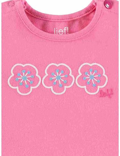 Bluzka niemowlęca z krótkim rękawem - różowa w kwiatki - Lief