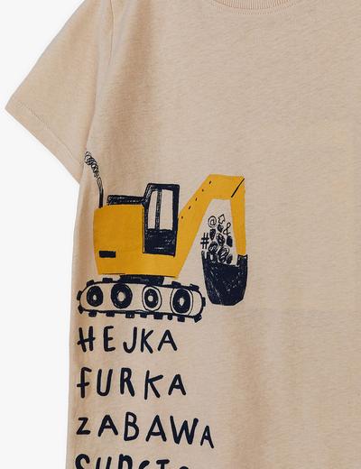 Bawełniany t-shirt chłopięcy z polskim napisem -  HEJKA FURKA ZABAWASUPCIO