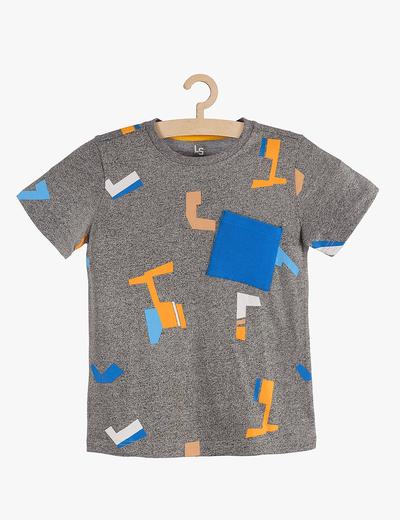 T-shirt chłopięcy szary w geometryczne wzory