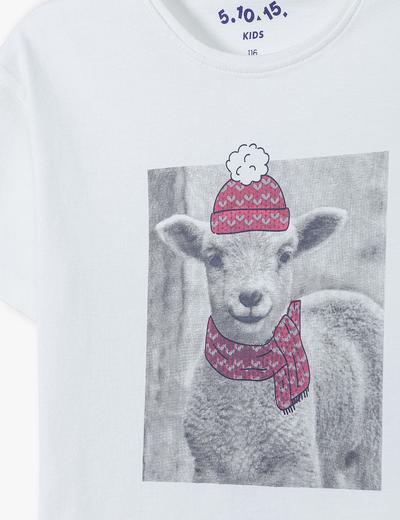 Bawełniany t-shirt dziewczęcy z owieczką