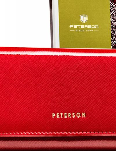 Skórzany, duży portfel damski na zatrzask - Peterson