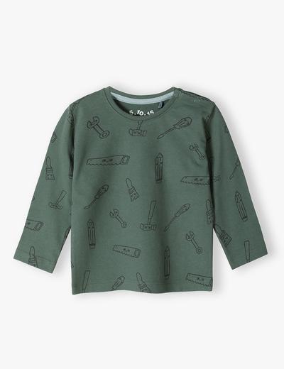 Zielona bawełniana bluzka niemowlęca we wzory