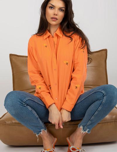 Pomarańczowa koszula oversize z kołnierzem