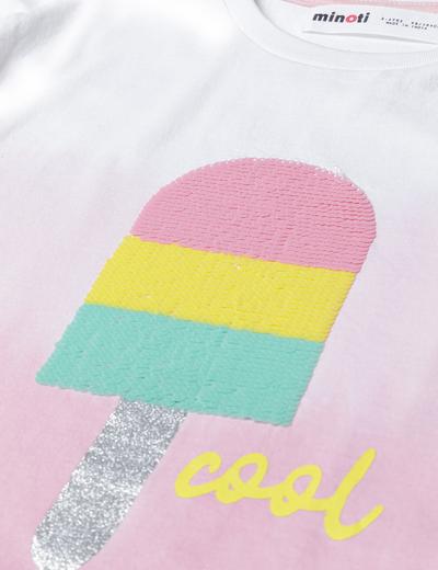 Bawełniany t-shirt dla dziewczynki dip dye z cekinami