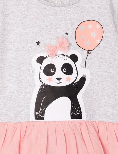 Body dziewczęce ozdobione różową falbanką- z przodu Panda