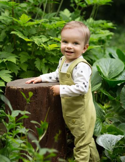 Ogrodniczki niemowlęce bawełniane - STAY GREEN