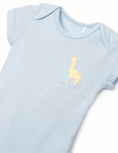 Body niemowlęce z krótkim rękawem- niebieskie z żyrafą