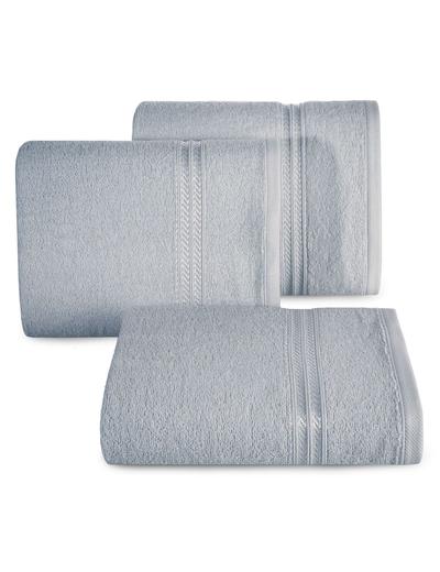 Ręcznik z bordiurą w pasy srebrny 70x140 cm