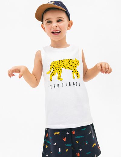 T-shirt chłopięcy ecru z tygrysem