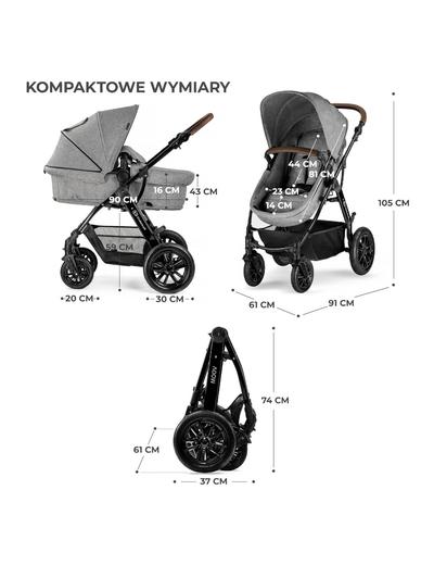 Kinderkraft wózek wielofunkcyjny MOOV 3IN1 MINK PRO GREY MELANGE - szary