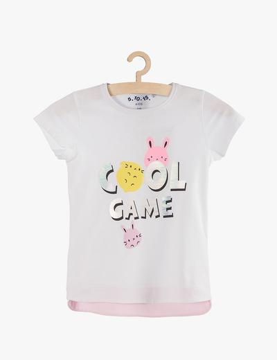 Biały t-shirt dla dziewczynki "Cool girl"- holograficzny nadruk