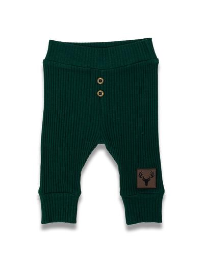Bawełniane spodnie niemowlęce prążkowane zielone