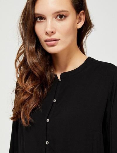 Czarna wiskozowa koszula damska ze stójką
