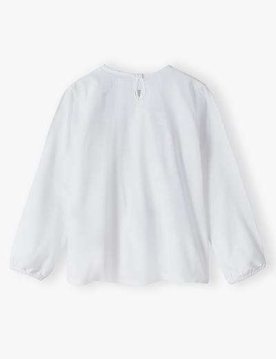 Bawełniana elegancka biała bluzka dla dziewczynki - długi rękaw