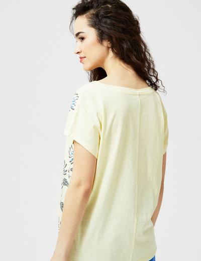 T-shirt damski bawełniany z nadrukiem- żółty