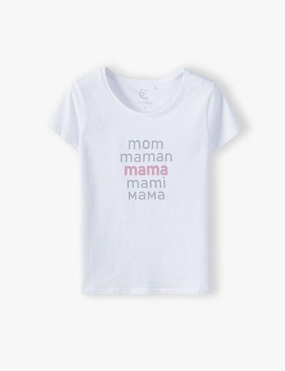 Biały T-shirt damski z napisem Mama