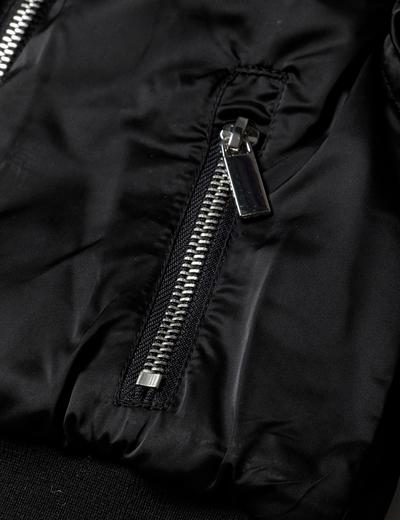 Czarna satynowa kurtka przejściowa bomberka dla dziewczynki