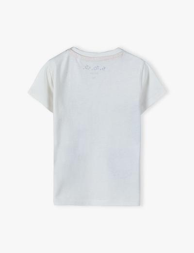 Bawełniany T-shirt z miękkim nadrukiem - ecru