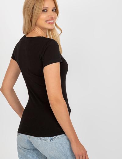 Czarny damski t-shirt basic z bawełny