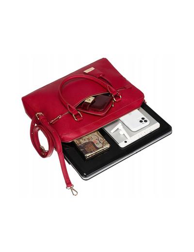 Biznesowa torba damska z przegródką na laptopa i uchwytem na walizkę — LuluCastagnette czerwona