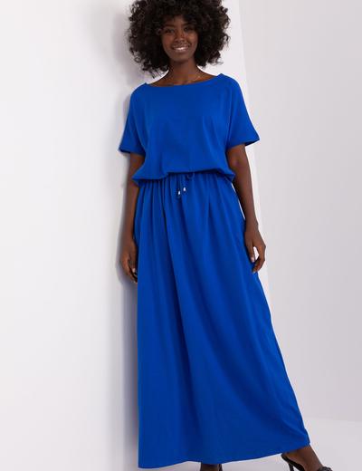 Kobaltowa sukienka maxi basic z bawełny