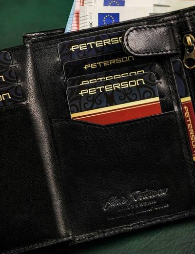 Duży, skórzany portfel męski na zatrzask — Peterson