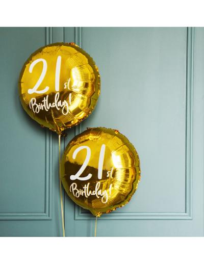 Balon foliowy 21st Birthday- złoty - 1 szt