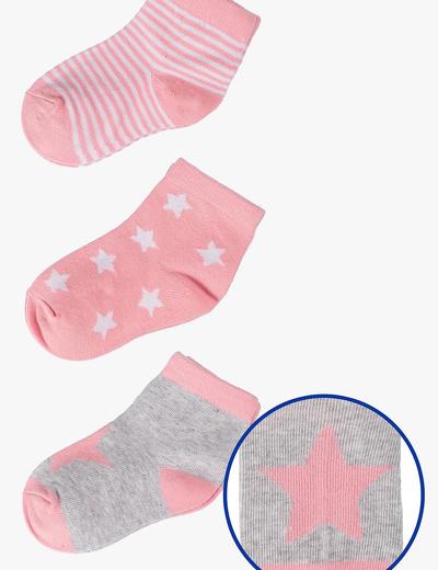 Skarpety niemowlęce różowo-szare 3-pak