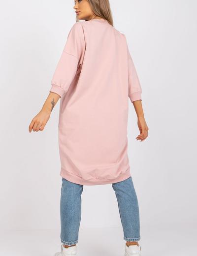 Długa rozpinana  bluza damska  -  różowa