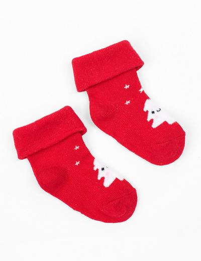 Skarpetki świąteczne dla niemowlaka- czerwone