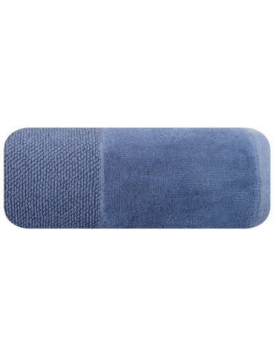 Niebieski ręcznik 70x140 cm z ozdobnym pasem