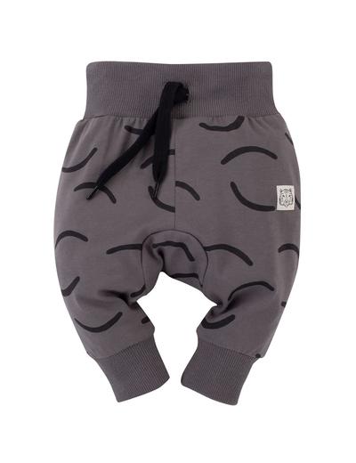 Bawełniane spodnie niemowlęce we wzorki - szare