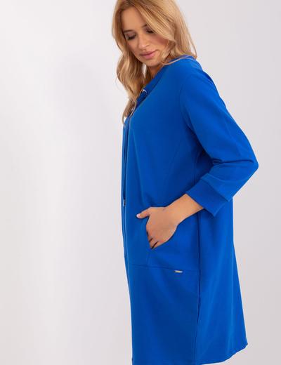Luźna sukienka dresowa z kieszeniami kobaltowy