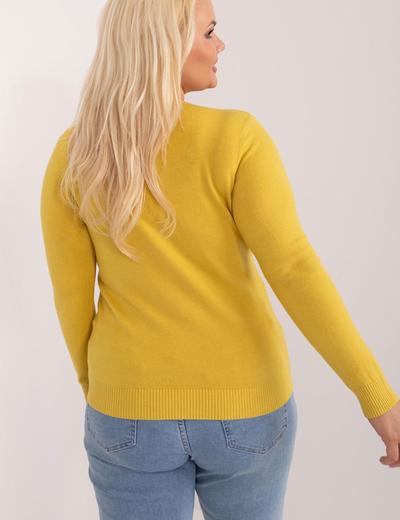 Klasyczny Sweter Plus Size Na Guziki ciemny żółty